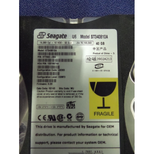 40GB Seagate U6 Model ST340810A, 3.99 3.5